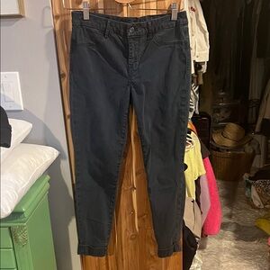 J. Brand Blue Slim Fit, Low Rise Cuffed Cropped Pants